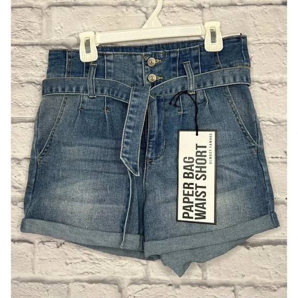 Almost Famous Pants - NWT Almost Famous Paper Bag Waist Jean Shorts Size 7.